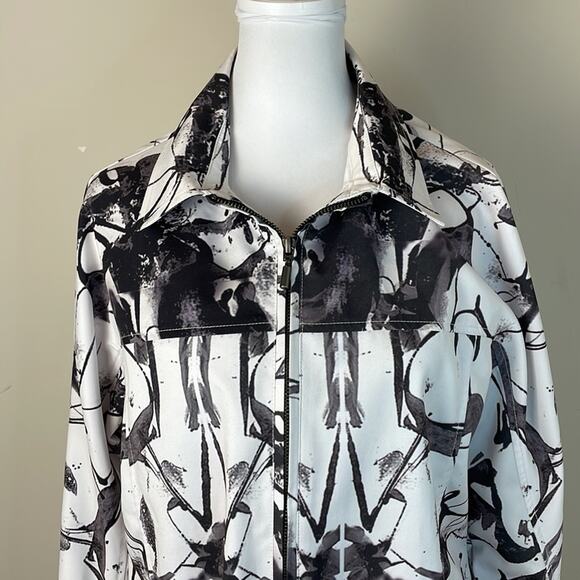 Blu Ice Sport Black & White Funky Artsy  Full Zip Jacket Size XL - Picture 2 of 8
